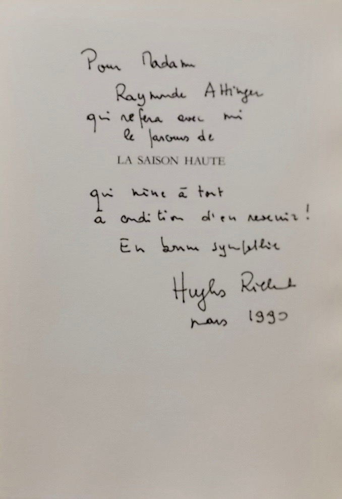 RICHARD (Hughes) La saison haute. Poème. Bienne, Editions Intervalles, 1990. – Image 2