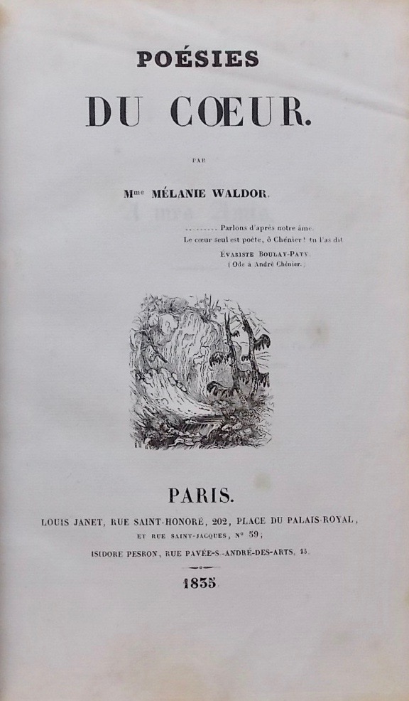 WALDOR (Mélanie, Madame) Poésies du coeur. Paris, Louis Janet, 1835. – Image 3