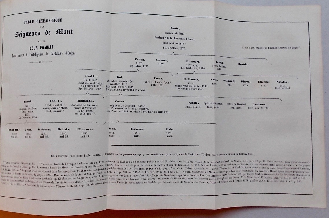 HISELY (J.-J.) - GINGINS-LA-SARRAZ (Frédéric de) Cartulaires de la Chartreuse d'Oujon et de l'abbaye de Hautcrêt. Cartulaire de l'abbaye de Montheron. Lausanne, Georges Bridel (coll. Mémoires et Documents de la SHSR - Tome XII), 1854. – Image 2