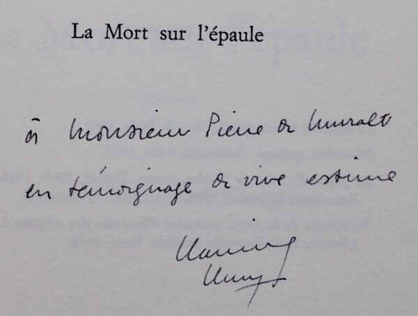 CLUNY (Claude Michel) La mort sur l'épaule. Poèmes. Lausanne, Rencontre, 1971. – Image 2