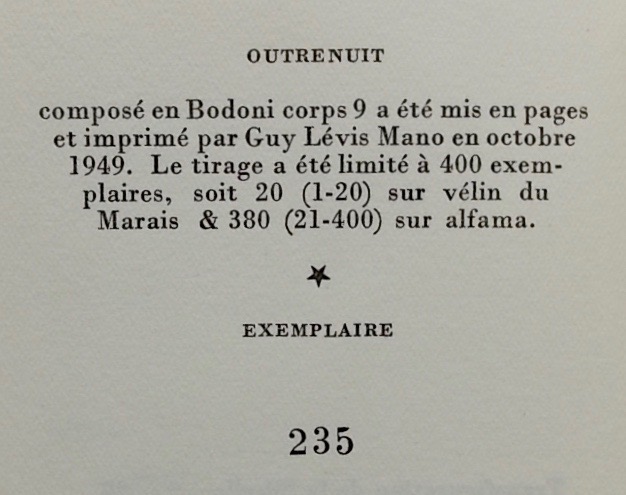 CATTAUI (Georges) Outrenuit. Paris, GLM, 1949. – Image 3
