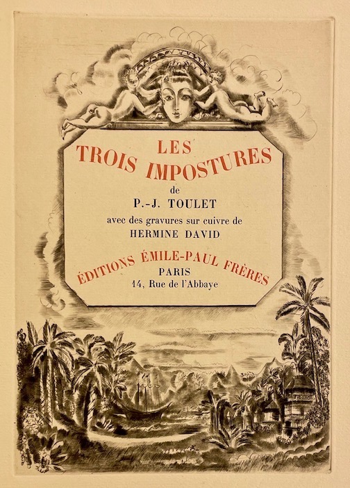 TOULET (Paul-Jean) Les trois impostures. Paris, Emile-Paul Frères, 1929. – Image 2