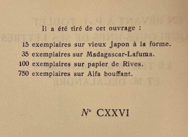 DEREME (Tristan) En rêvant à P.-J. Toulet. Paris, Le Divan, 1927. – Image 3