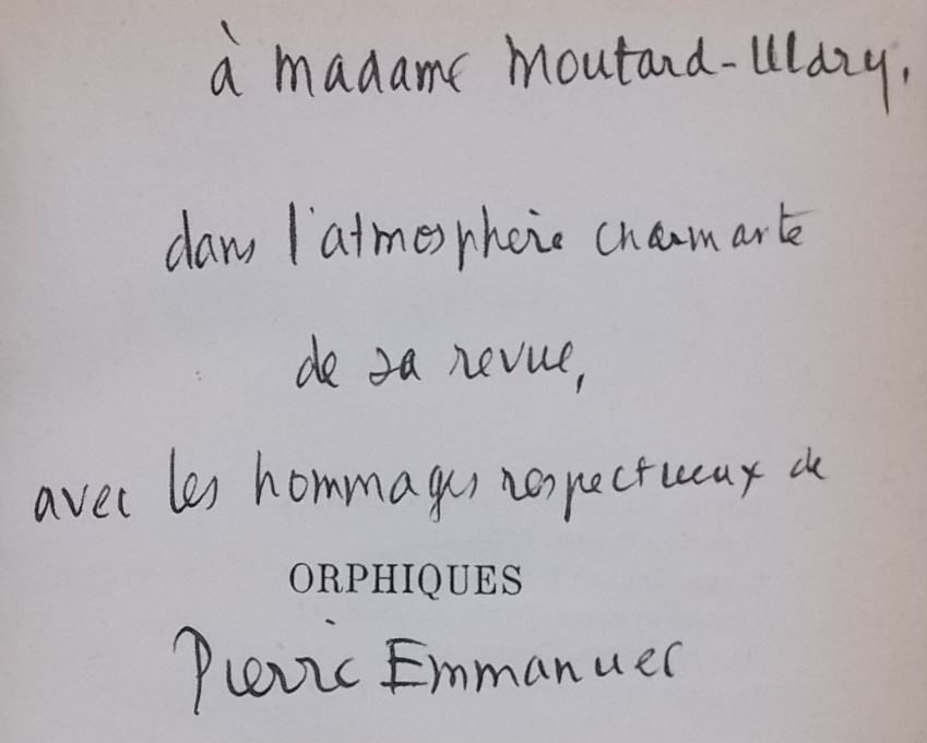 EMMANUEL (Pierre) Orphiques. Paris, Gallimard (coll. Métamorphoses), 1942. – Image 2