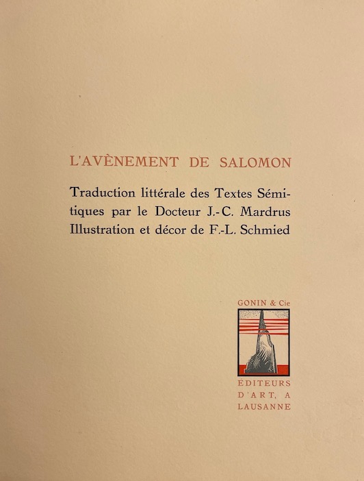 MARDRUS (Joseph-Charles) & SCHMIED (François-Louis) Le livre des Rois. Lausanne, Gonin et Cie, 1930. – Image 3