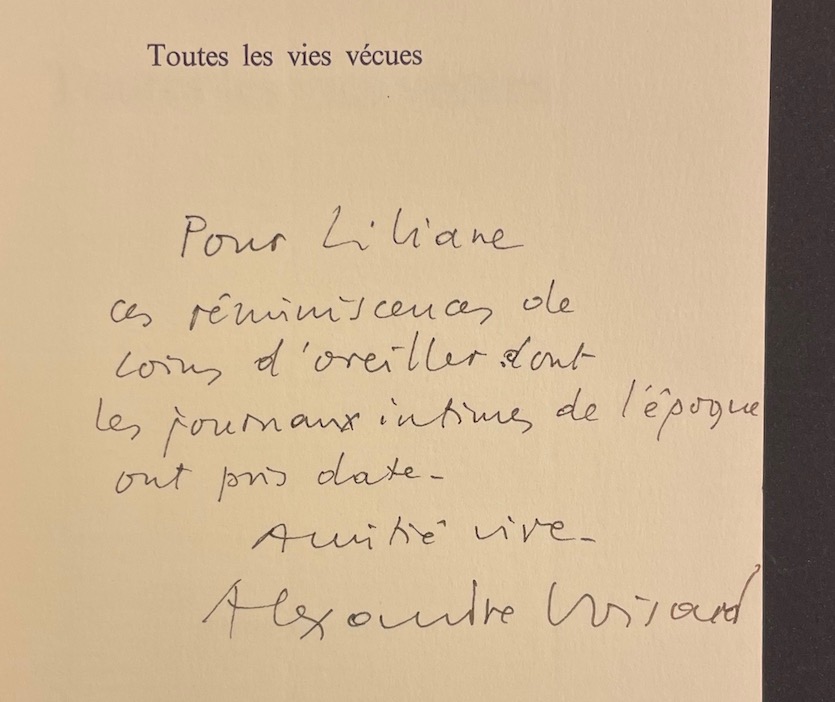 VOISARD (Alexandre) Toutes les vies vécues. Lausanne, Editions Empreintes, 1989. – Image 2