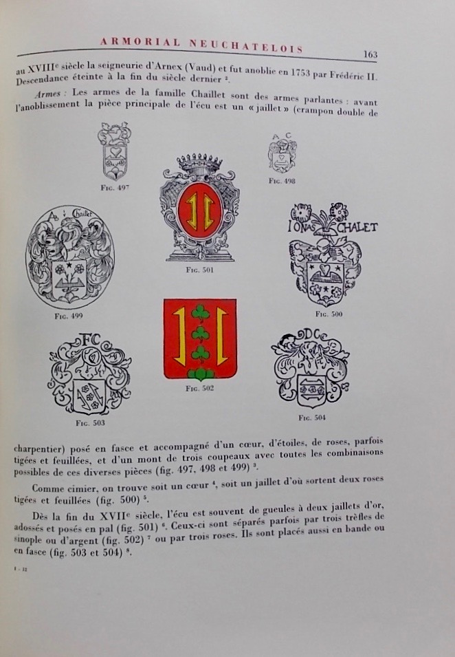 JEQUIER (Léon & Michel) Armorial neuchâtelois. Neuchâtel, Baconnière, 1939-1944. – Image 3