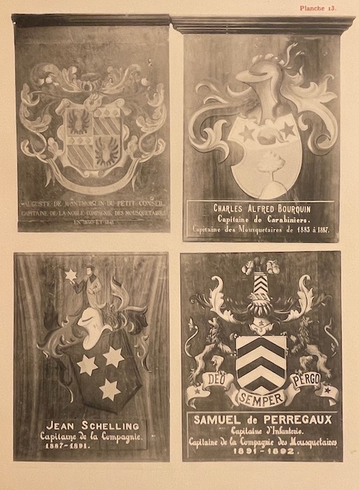 TRIPET (Maurice) Armorial de la Noble compagnie des Mousquetaires de la Ville de Neuchâtel (1604-1898). Neuchâtel, Imprimerie Nouvelle, 1898. – Image 4
