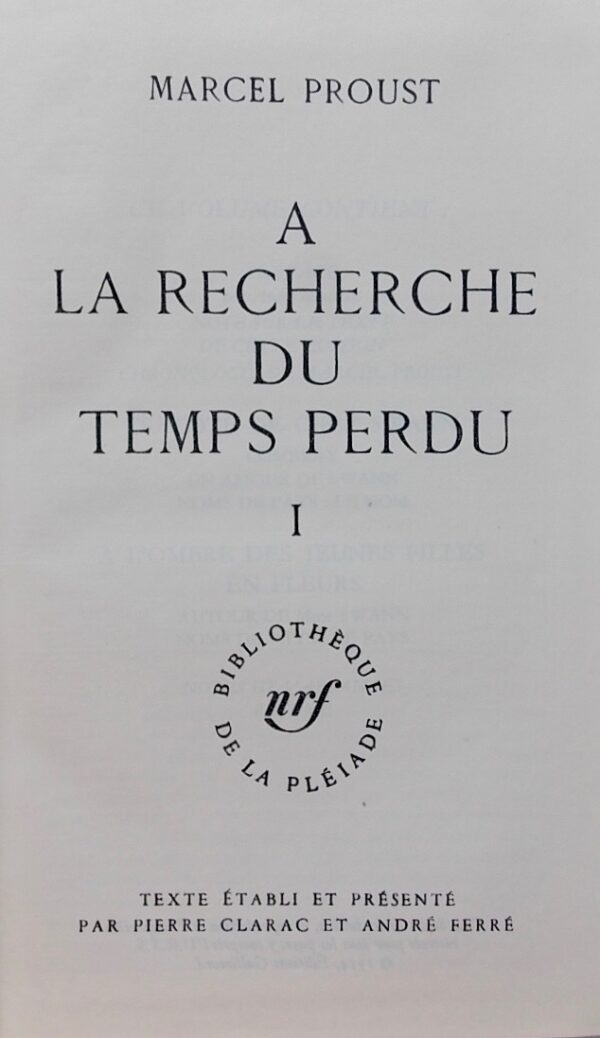 PROUST (Marcel) A la recherche du temps perdu. Paris, Gallimard (coll. Bibliothèque de la Pléiade), 1961-62. – Image 2