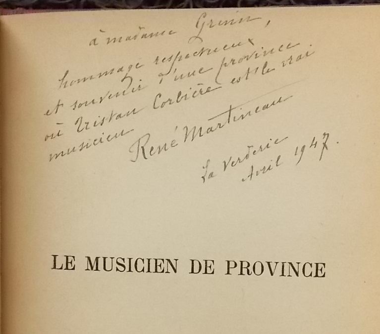 MARTINEAU (René) Le musicien de province. Paris, Librairie de France, 1922. – Image 2