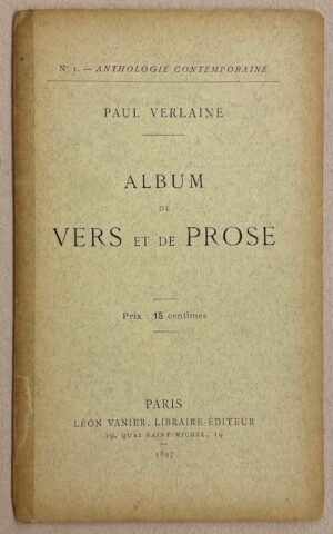 VERLAINE (Paul) Album de vers et de prose. Paris, Léon Vanier, 1897.