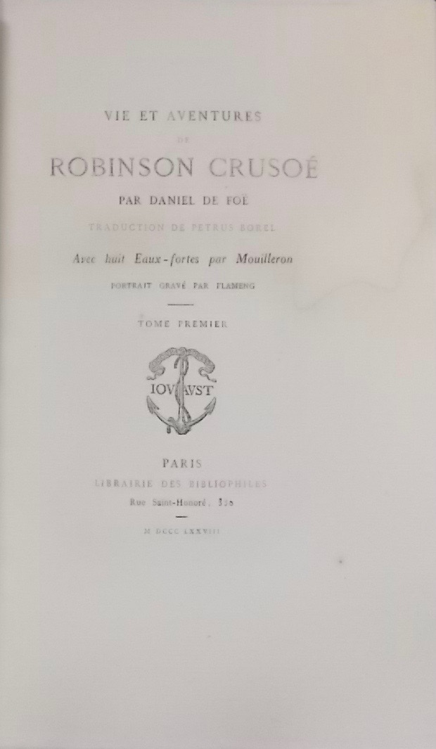DE FOE (Daniel) Vie et aventures de Robinson Crusoé. Paris, Jouaust - Librairie des Bibliophiles, 1878. – Image 2