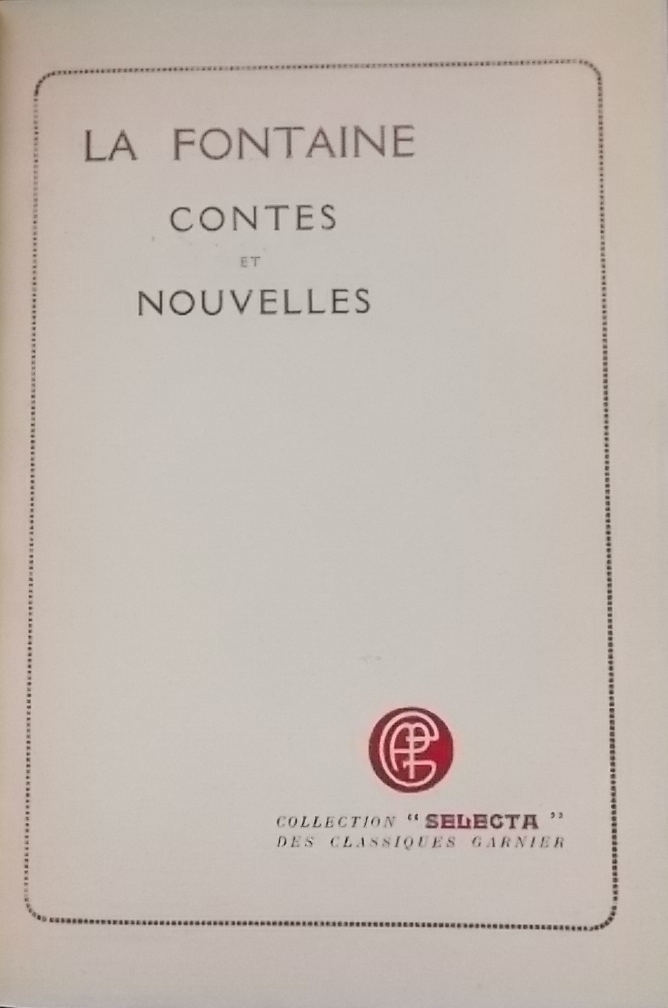 LA FONTAINE (Jean de) Contes et nouvelles. Paris, Garnier (coll. Selecta), 1922. – Image 3