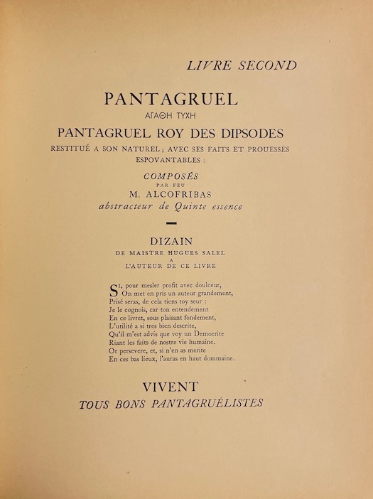 RABELAIS (François) Pantagruel. Paris, Gibert Jeune - Librairie d'Amateurs, 1936-1937. – Image 3