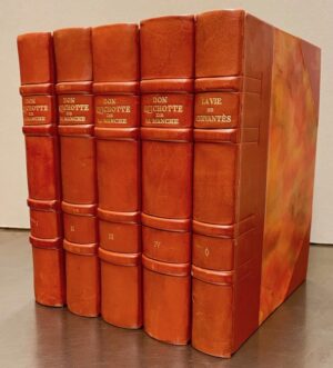 CERVANTES SAVEDRA (Miguel de) Don Quichotte de La Manche, suivi de La vie de Cervantès par  Mariano Tomas. Paris, Union Latine d'Edition, 1935.