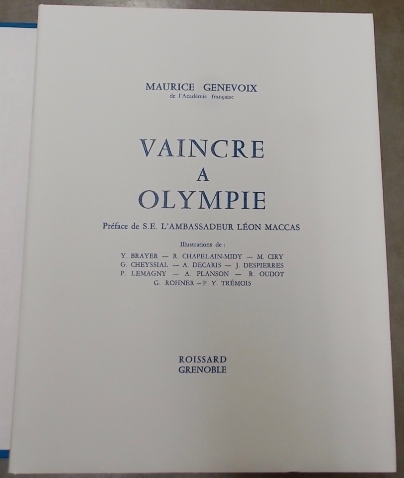 GENEVOIX (Maurice) Vaincre à Olympie. Grenoble, Roissard, 1968. – Image 2