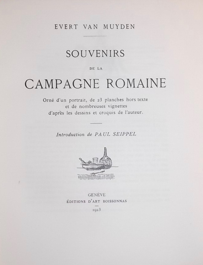 VAN MUYDEN (Evert) Souvenirs de la campagne romaine. Genève, Editions d'Art Boissonnas, 1923. – Image 3