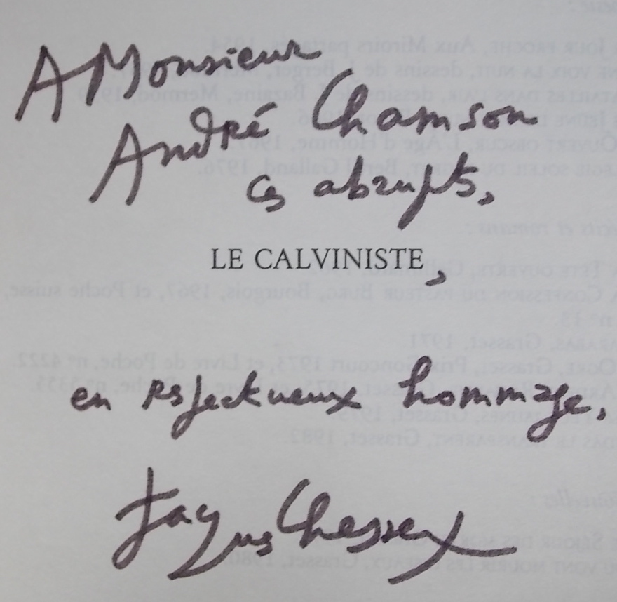 CHESSEX (Jacques) Le calviniste. Poèmes. Paris, Grasset, 1983. – Image 2