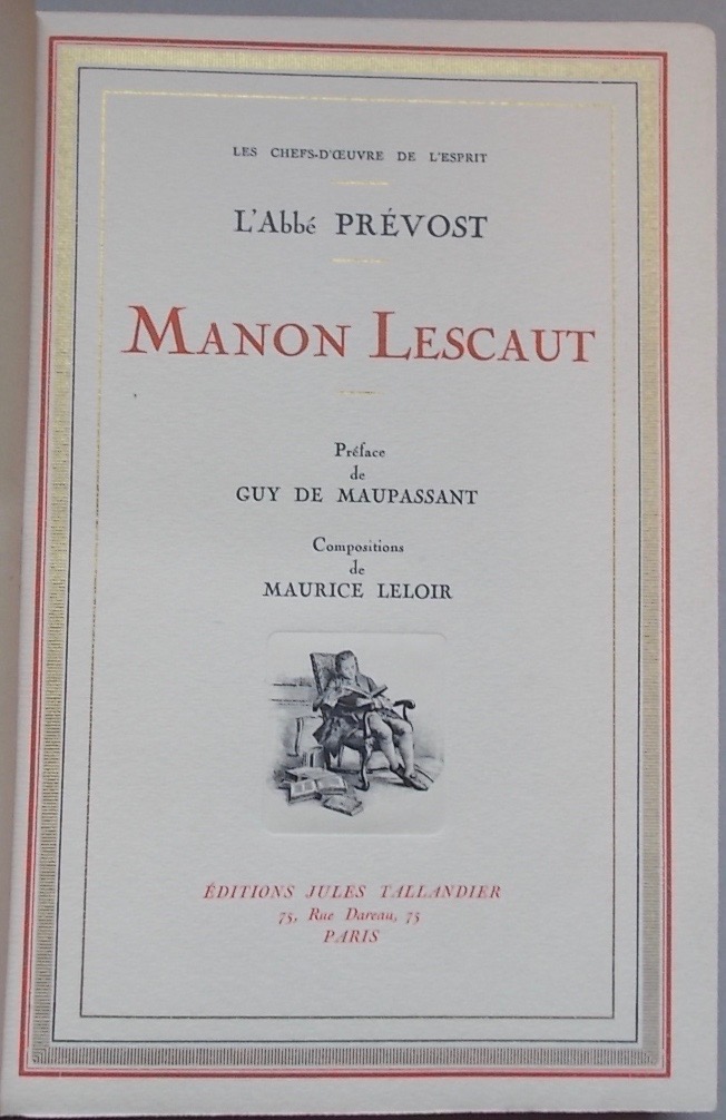 PREVOST (Antoine François, dit l'abbé) Histoire de Manon Lescaut et du chevalier des Grieux. Paris, Jules Tallandier (coll. Les chefs-d'oeuvre de l'esprit), s.d. – Image 2