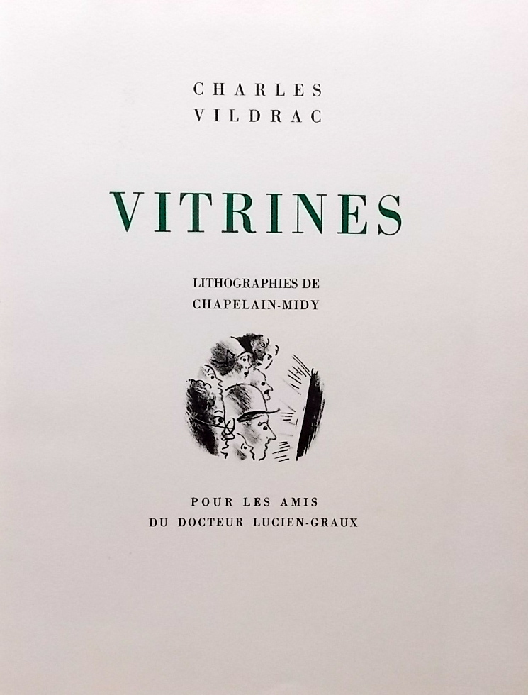 VILDRAC (Charles) Vitrines. Sans lieu, Pour les Amis du Docteur Lucien-Graux, 1930. – Image 2