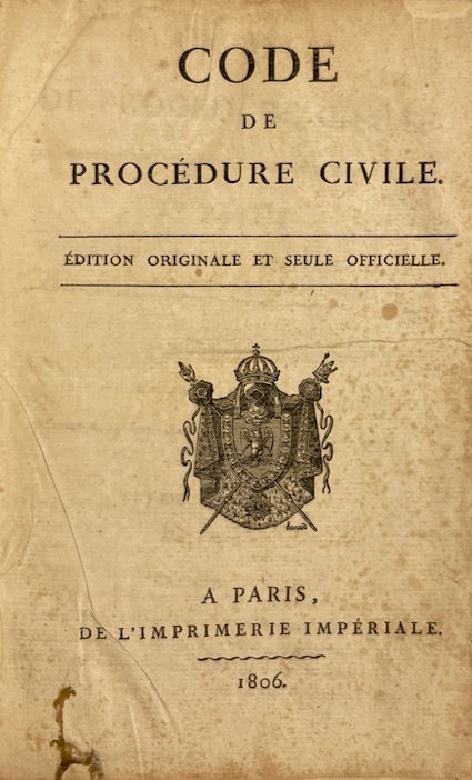 *** Code de procédure civile. Edition originale et seule officielle. A Paris, de l'Imprimerie Impériale, 1806. – Image 2
