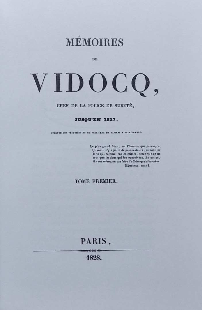 VIDOCQ (Eugène François) Mémoires de Vidocq, chef de la police de sureté, jusqu'en 1827. Paris, Livres de Paris Hachette Art, 1980. – Image 5