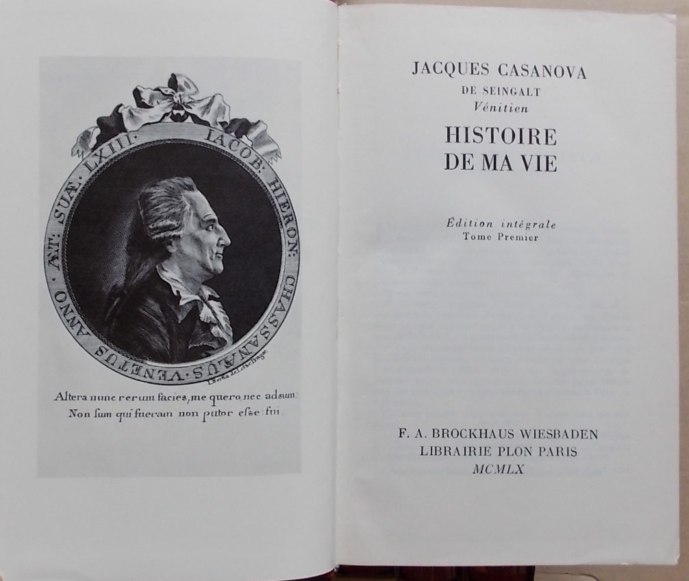 CASANOVA DE SEINGALT (Jacques) Histoire de ma vie. Wiesbaden, F. A. Brockhaus et Paris, Plon, 1960-1962. – Image 2