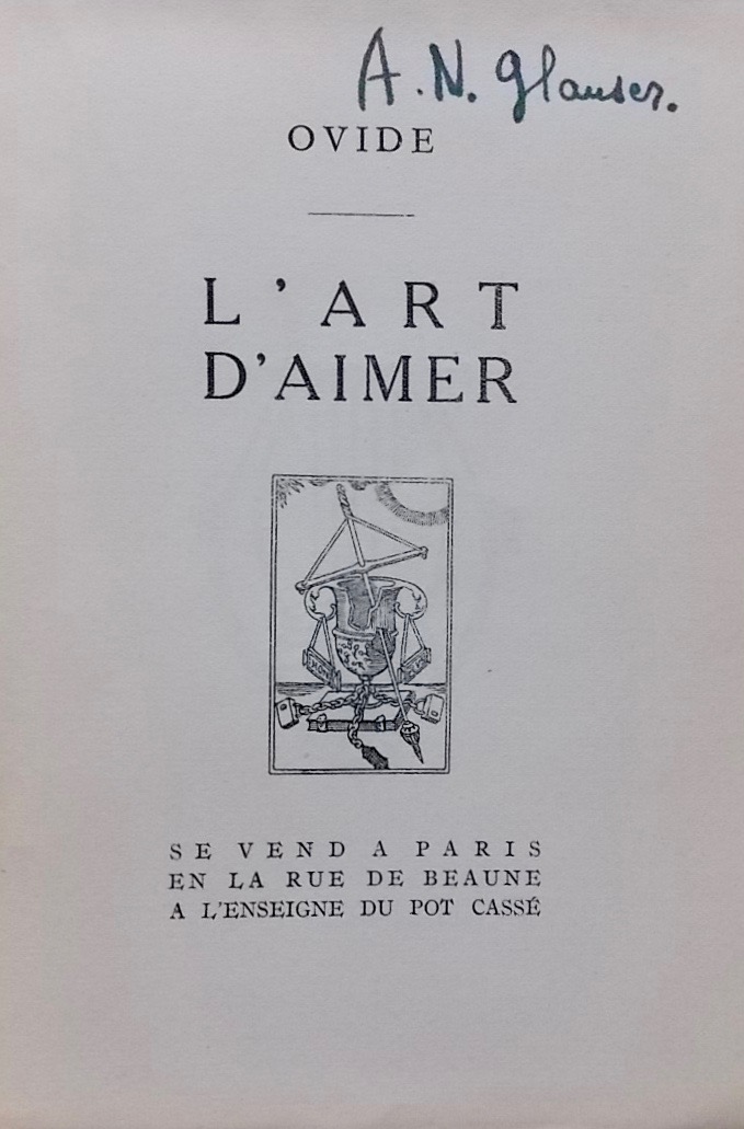 OVIDE L'art d'aimer. Paris, A l'enseigne du Pot Cassé, 1946.. – Image 2