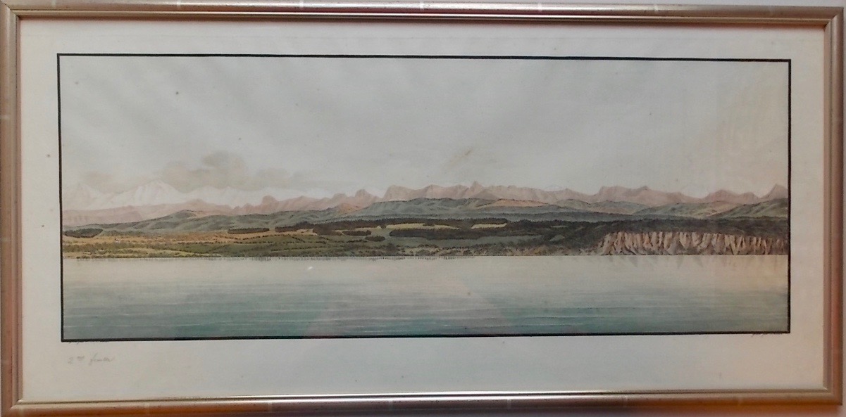 OSTERVALD (Jean-Frédéric) Vue générale de la chaîne des Alpes depuis Neuchâtel. vers 1830. – Image 2