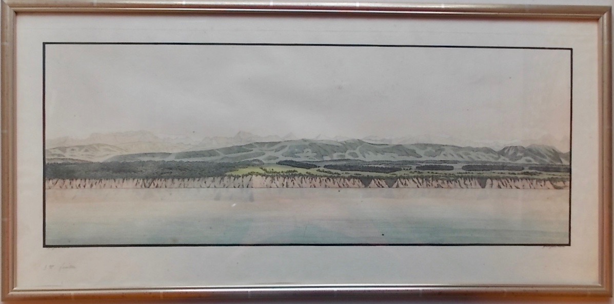 OSTERVALD (Jean-Frédéric) Vue générale de la chaîne des Alpes depuis Neuchâtel. vers 1830. – Image 3