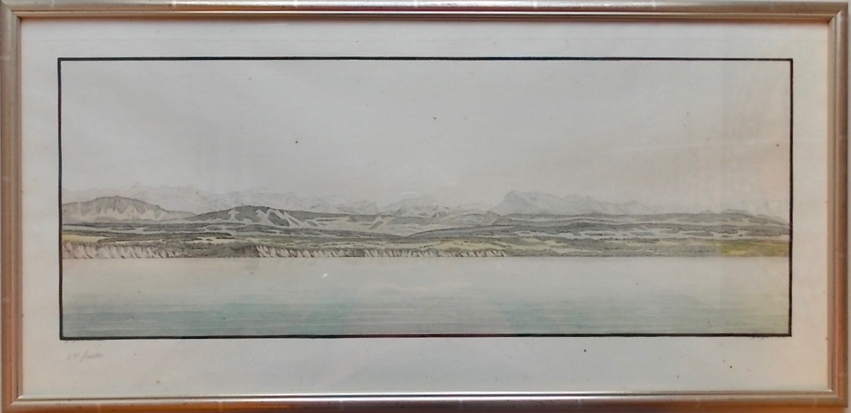 OSTERVALD (Jean-Frédéric) Vue générale de la chaîne des Alpes depuis Neuchâtel. vers 1830. – Image 4