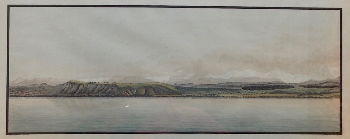 OSTERVALD (Jean-Frédéric) Vue générale de la chaîne des Alpes depuis Neuchâtel. vers 1830. – Image 6