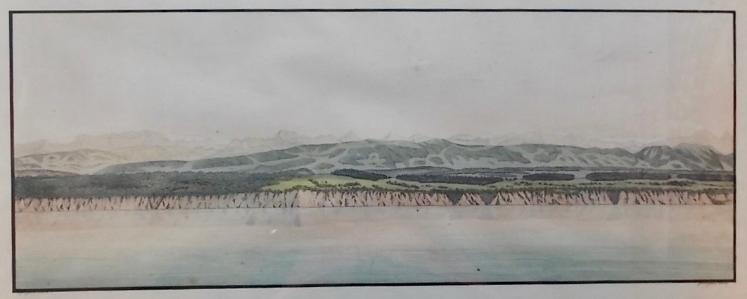 OSTERVALD (Jean-Frédéric) Vue générale de la chaîne des Alpes depuis Neuchâtel. vers 1830. – Image 8