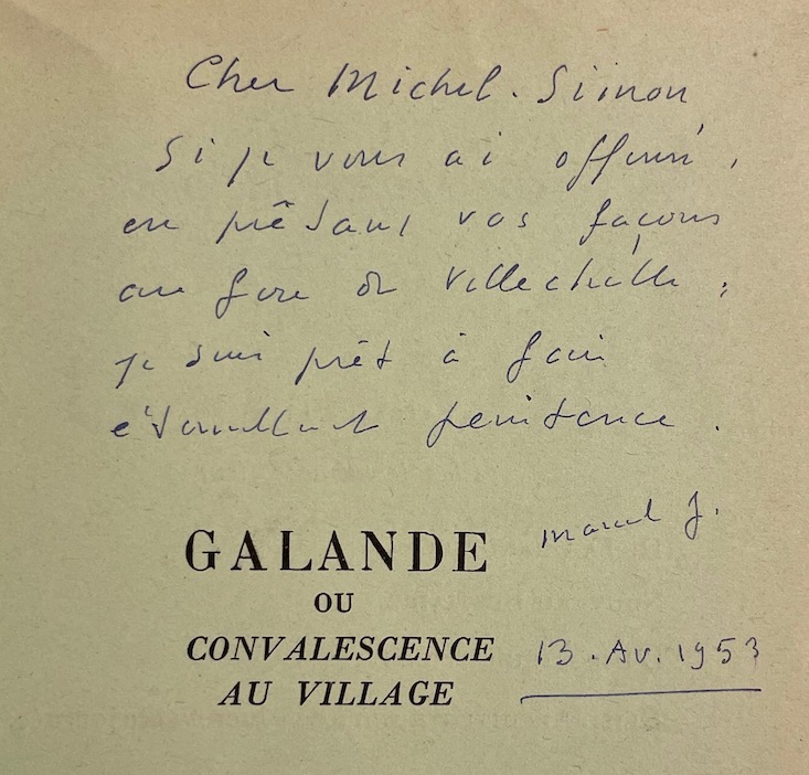 JOUHANDEAU (Marcel) Galande, ou convalescence au village. Paris, Grasset, 1953. – Image 2