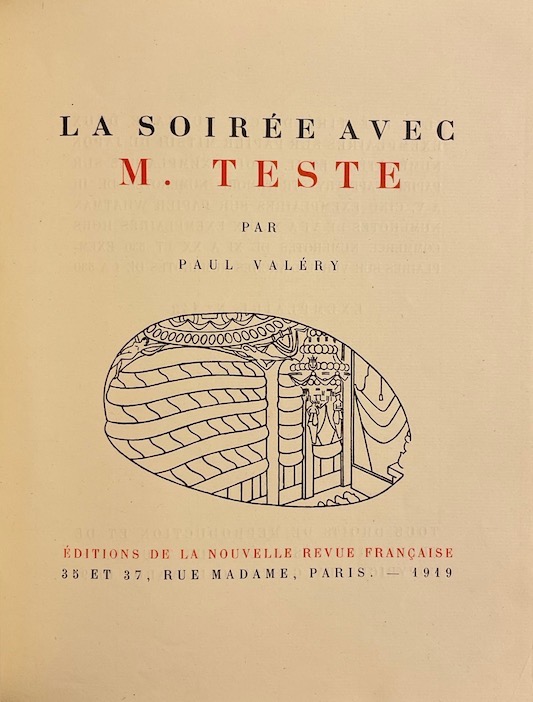 VALERY (Paul) La soirée avec M. Teste. Paris, Editions de la Nouvelle revue Française, 1919. – Image 2