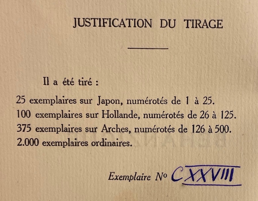TOULET (Paul-Jean) Béhanzigue. Contes. Paris, Librairie Edgar Malfère (coll. Bibliothèque du Hérisson), 1921. – Image 3