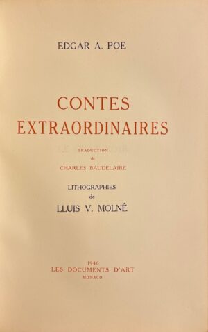 POE (Edgar Allan) Contes extraordinaires. Monaco, Les Documents d'Art, 1946.