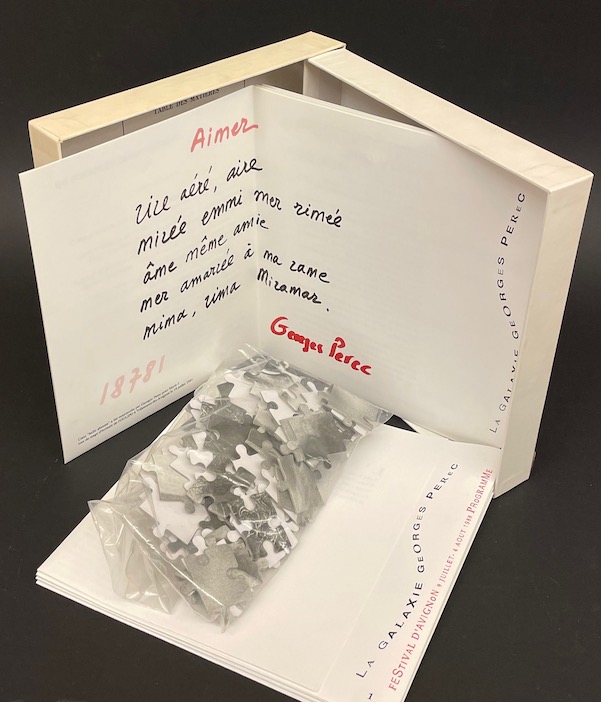 PEREC (Georges) - OULIPO - COLLECTIF Puzzle pour un portrait de Georges Perec Avignon, La Poésie dans un Jardin - Festival d'Avignon, 1988. – Image 2