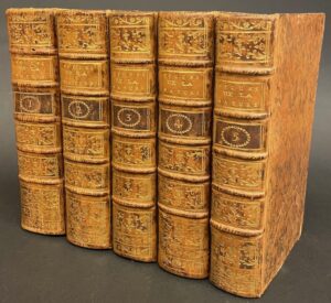 BERNARDIN DE SAINT-PIERRE (Jacques-Henri) Etudes de la Nature (Tomes I-IV); Tome V : Voeux d'un Solitaire [ Edition originale ] [ Avec : ] Suite des Voeux d'un Solitaire, pour servir de complément au cinquième volumes des Etudes de la Nature; avec la Chaumière Indienne. Paris, de  l'imprimerie de Didot jeune, 1792-1789.