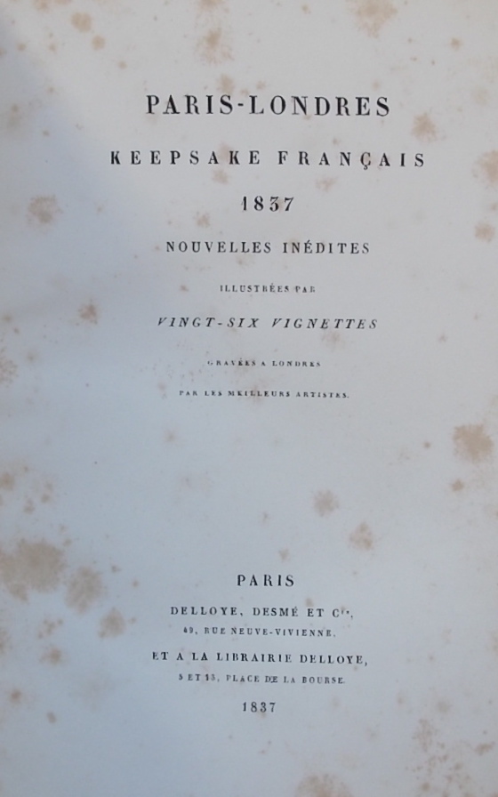 COLLECTIF Paris - Londres. Keepsake français 1837 - 1941. Nouvelles inédites. Paris, Delloye, Desmé et Cie, 1837-1841. – Image 2