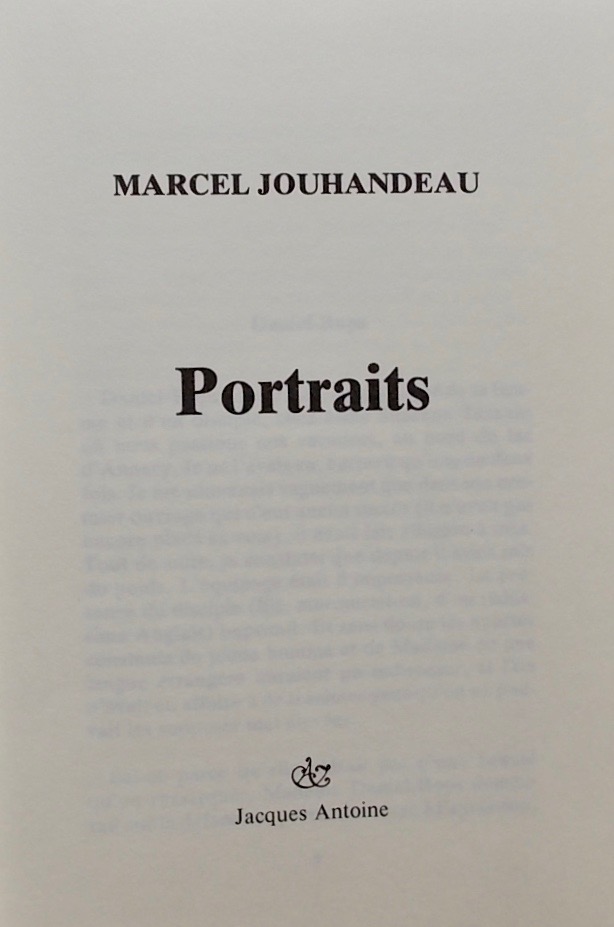 JOUHANDEAU (Marcel) Portraits. Bruxelles, Jacques Antoine, 1988. – Image 3