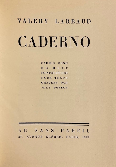 LARBAUD (Valery) Caderno. Paris, Au Sans Pareil, 1927. – Image 3