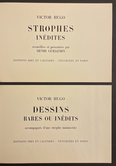 HUGO (Victor) Strophes inédites - Dessins rares ou inédits, accompagnés d'une strophe manuscrite. Neuchâtel, Ides et Calendes, 1952. – Image 2