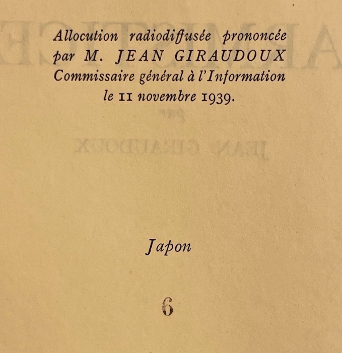 GIRAUDOUX (Jean) Le futur armistice. Paris, Grasset, 1939. – Image 3
