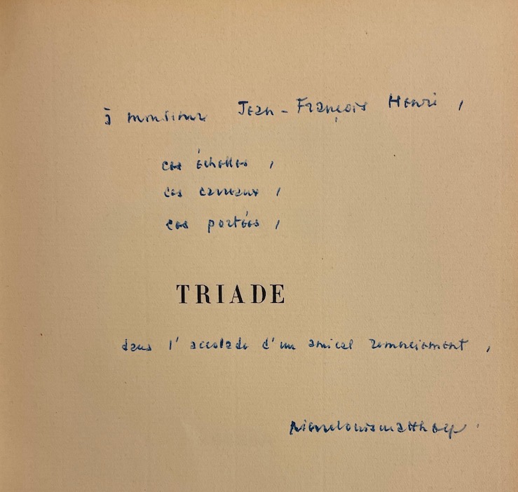 MATTHEY (Pierre-Louis) Triade. Poëme. Lausanne, Mermod, 1953. – Image 2
