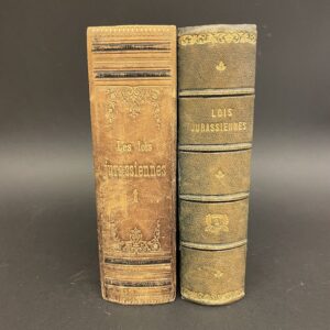 BOIVIN (Edouard) Les lois jurassiennes collationnées sur les tetxtes officiels. Delémont, Imprimerie Typographique de Léon Feune, 1871.