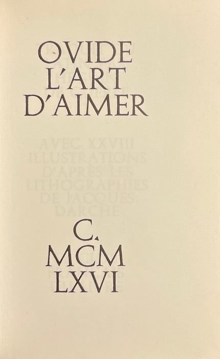 OVIDE L'art d'aimer. Paris, Club Français du Livre (coll. Privilège), 1965. – Image 2