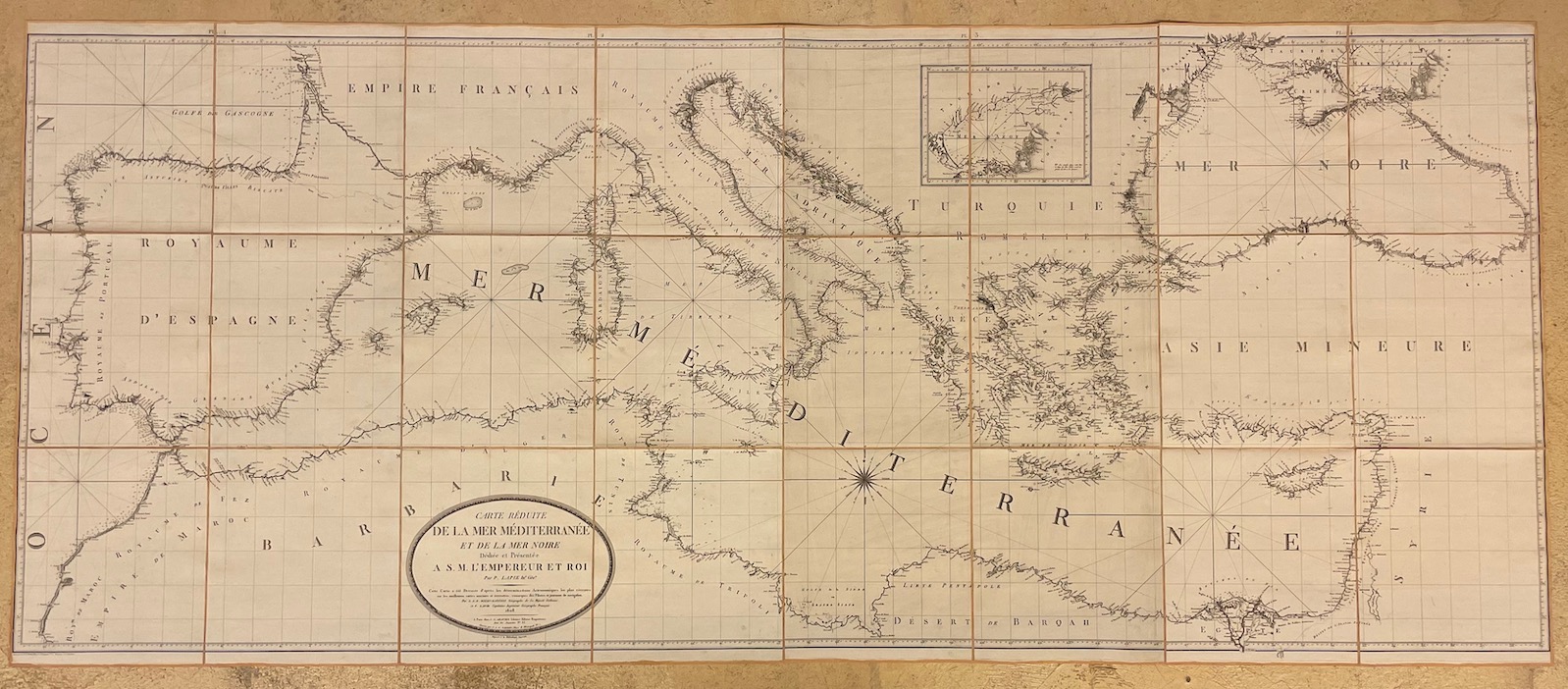 LAPIE (Pierre) - RIZZIV ZANNONI (Giovanni Antonio) Carte réduite de la mer Méditerranée et de la mer Noire, dédiée et présentée à S. M. l'Empereur et Roy... A Paris, chez J. S. Gravier, 1808.