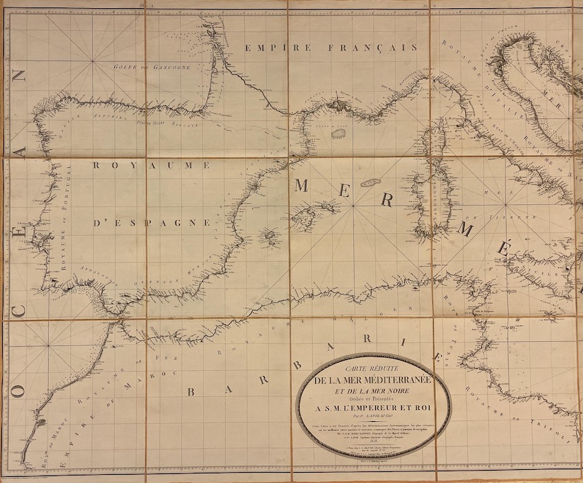 LAPIE (Pierre) - RIZZIV ZANNONI (Giovanni Antonio) Carte réduite de la mer Méditerranée et de la mer Noire, dédiée et présentée à S. M. l'Empereur et Roy... A Paris, chez J. S. Gravier, 1808. – Image 3