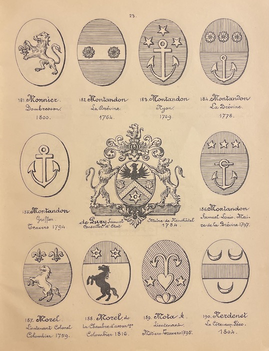 TRIPET (Maurice) & COLIN (Jules) Armoiries neuchâteloises (1707-1848). Neuchâtel, Cabinet Héraldique, 1892. – Image 4